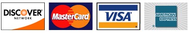 We accept these major credit cards: Discover, Master Card, Visa, and Amex